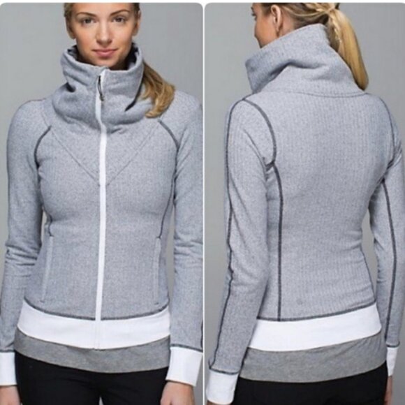 lululemon athletica Jackets & Blazers - Lululemon Be Present Jacket White/Black Heathered Herringbone Women SIZE…